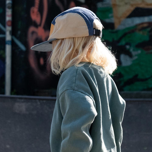 Kids Squamish Corduroy 5 Panel Cap / Blue / Orange / Blue