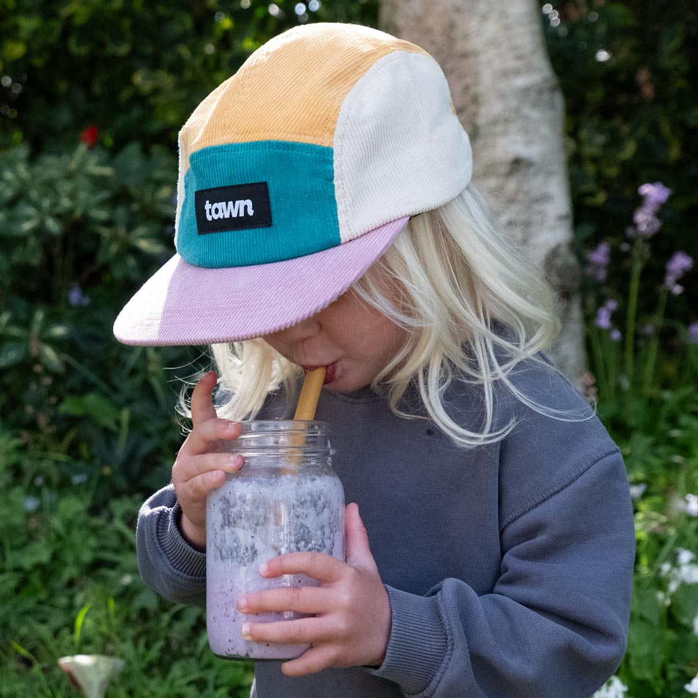 Kids Squamish Corduroy 5 Panel Cap / Green / Pink / Yellow