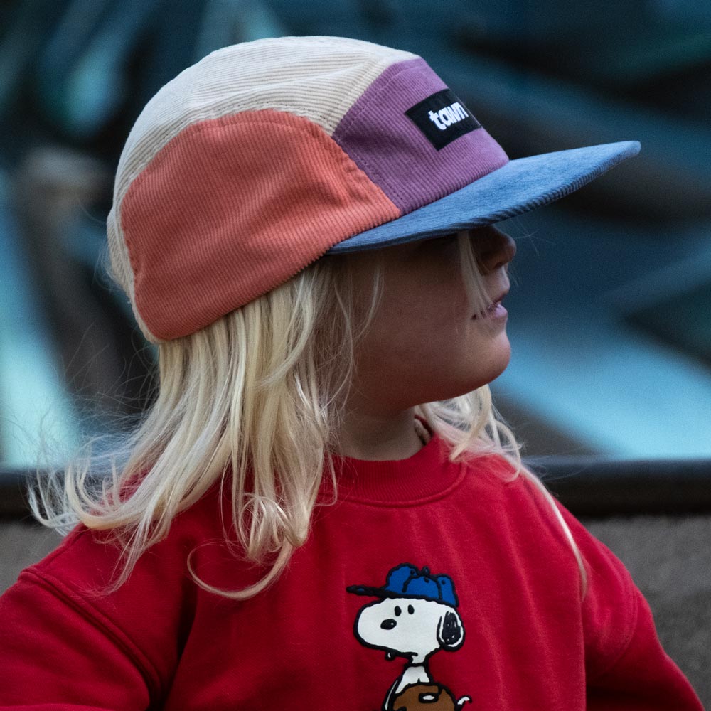 Kids Squamish Corduroy 5 Panel Cap / Purple / Blue / Orange