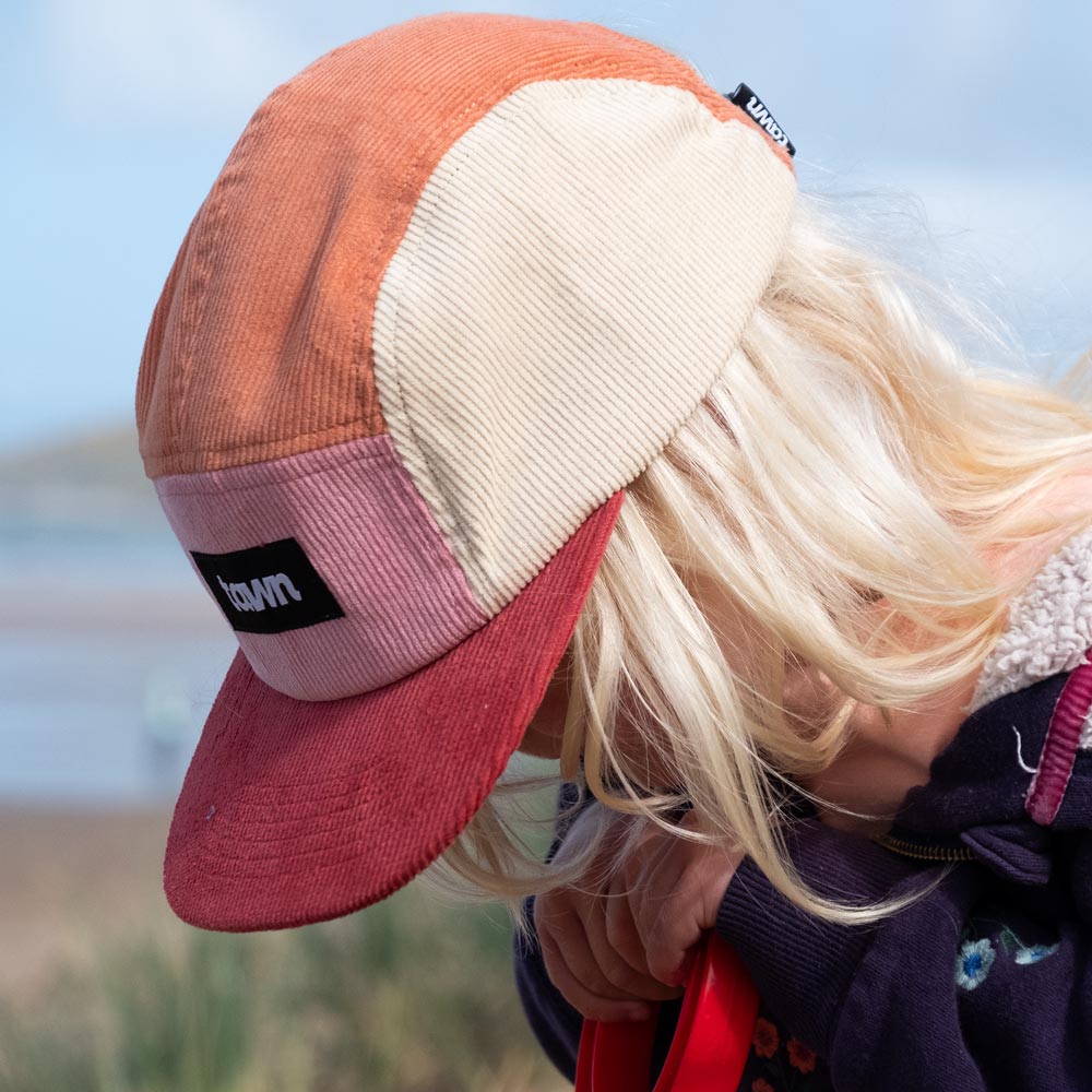 Kids Squamish Corduroy 5 Panel Cap / Red / Pink / Tangerine