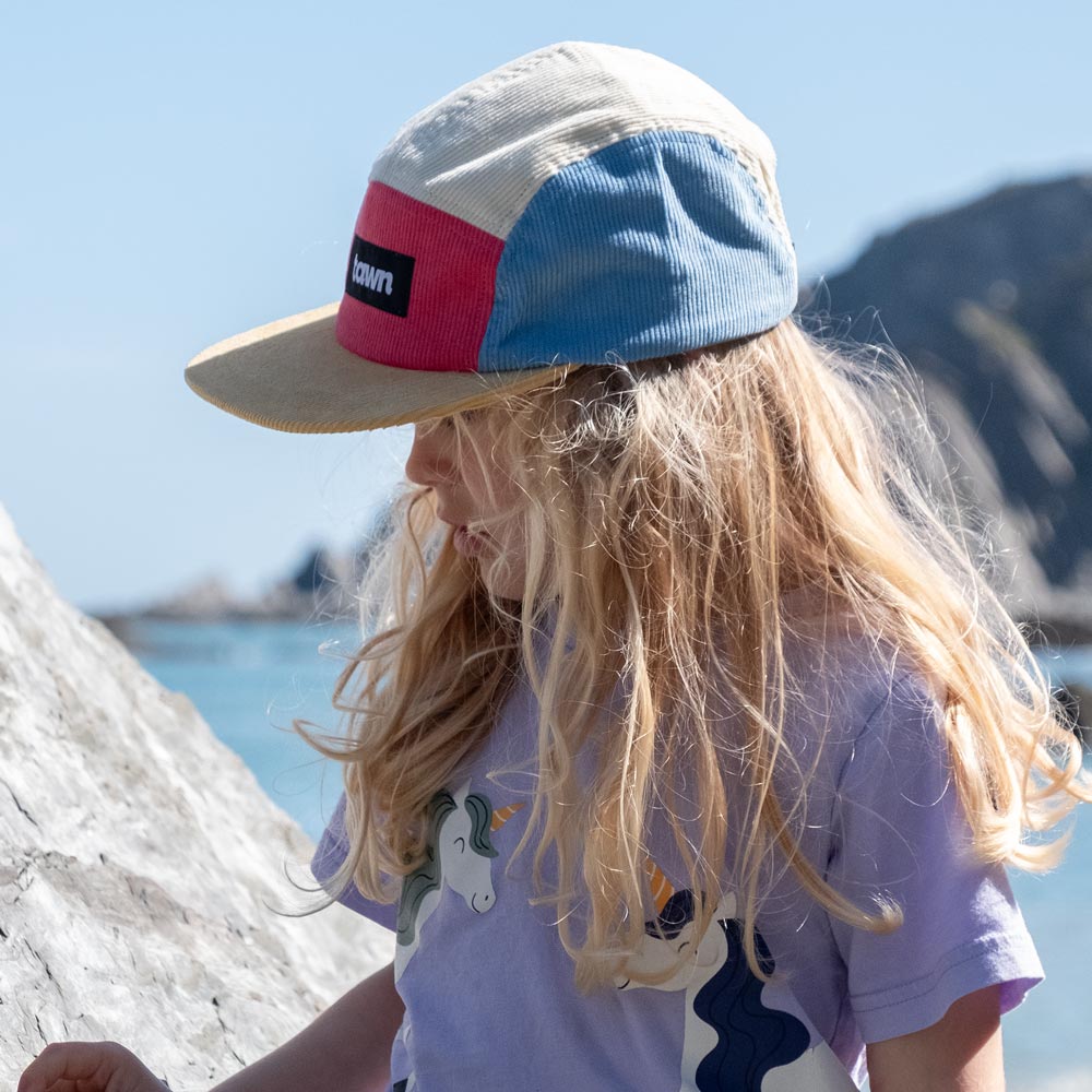 Kids Squamish Corduroy 5 Panel Cap / Red / Yellow / Blue
