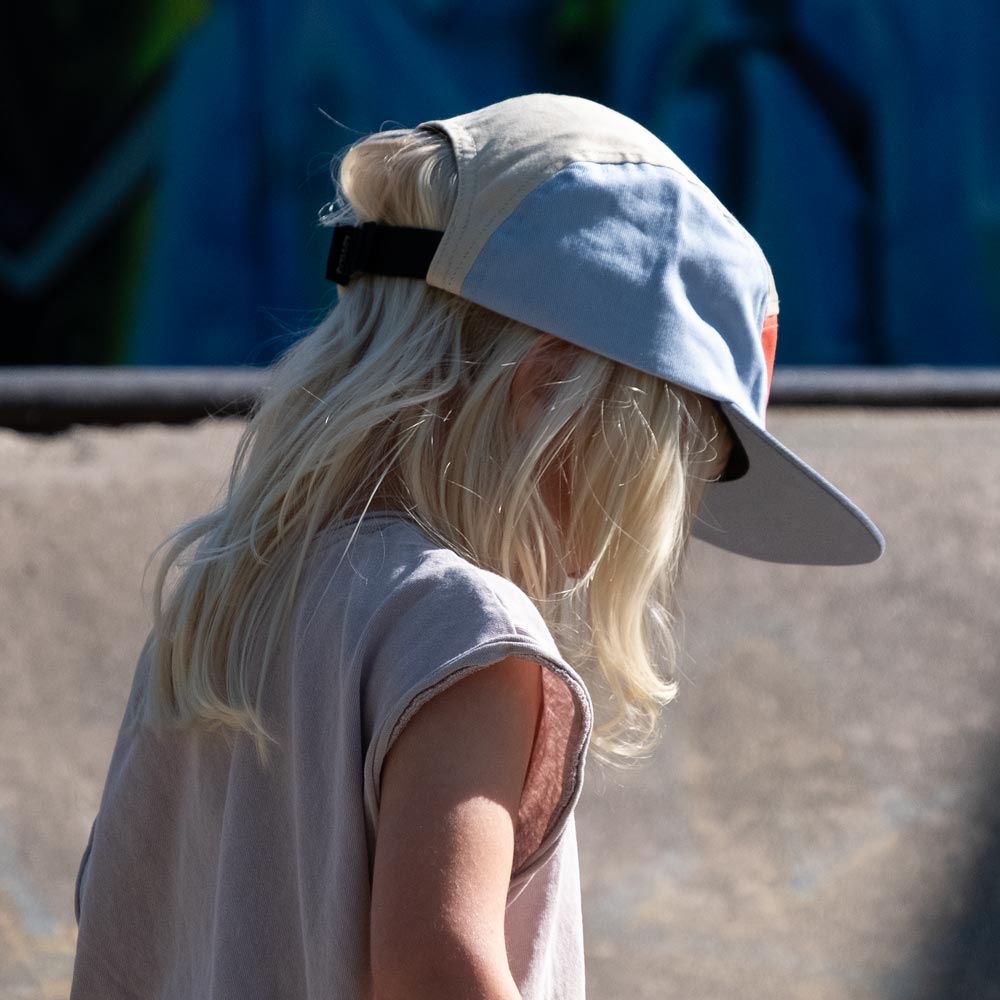 Kids Tofino Cotton 5 Panel Cap / Coral / Blue / Blue