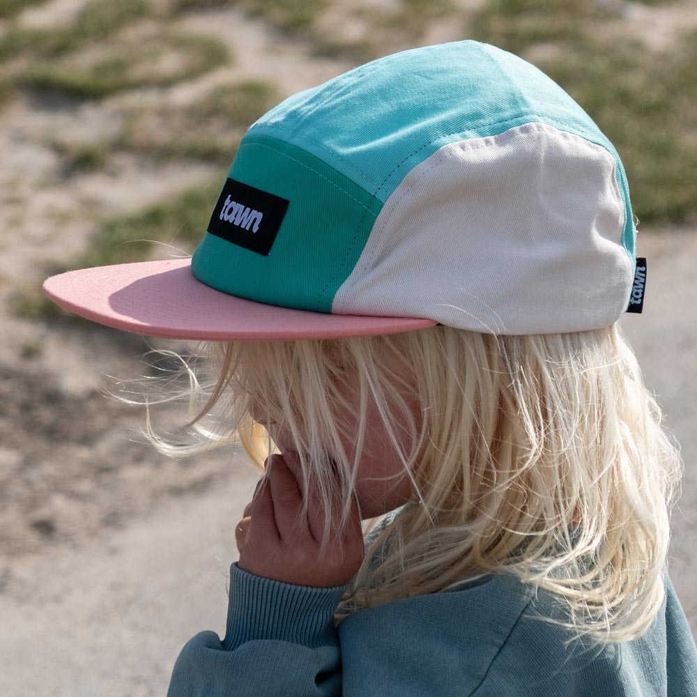 Kids Tofino Cotton 5 Panel Cap / Green / Pink / Green