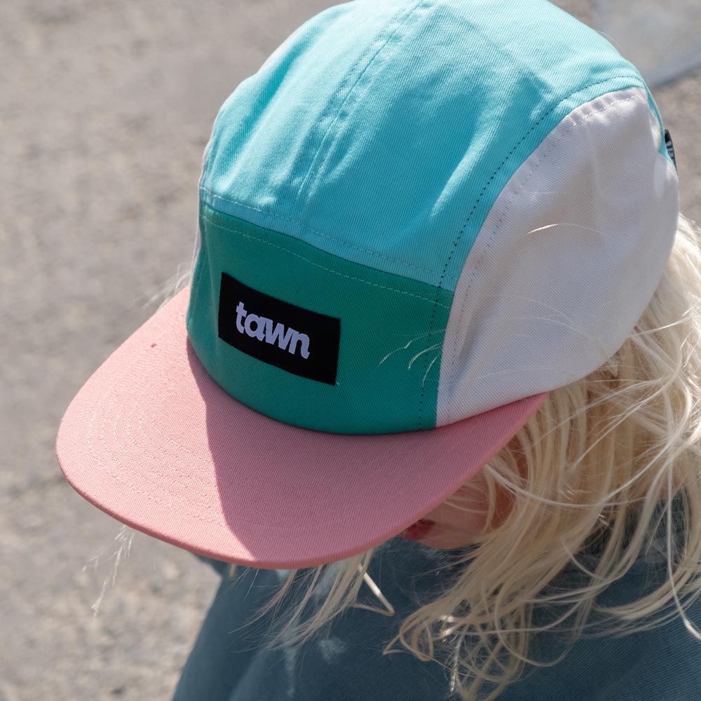 Kids Tofino Cotton 5 Panel Cap / Green / Pink / Green