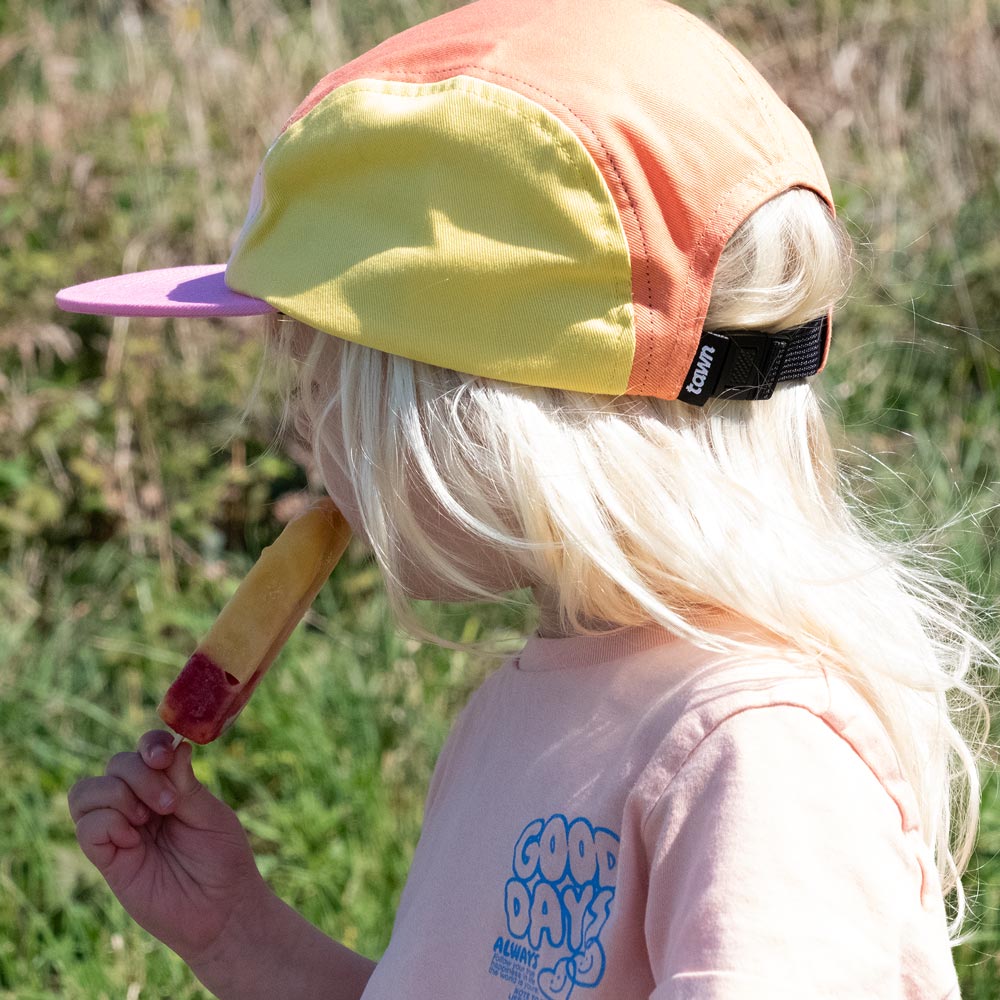 Kids Tofino Cotton 5 Panel Cap / Pink / Orange / Yellow